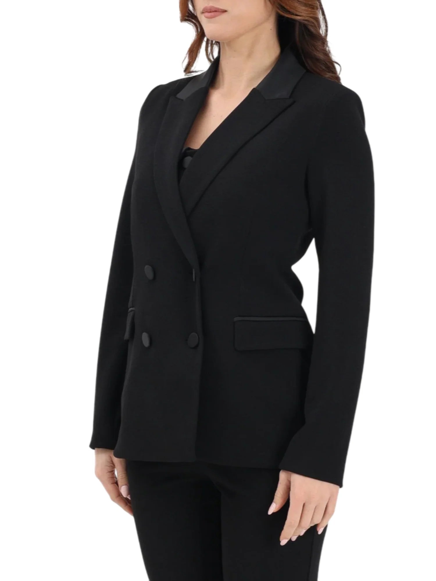 Vicolo giacca doppiopetto con dettagli satin nero TAB0031 NERO VICOLO 