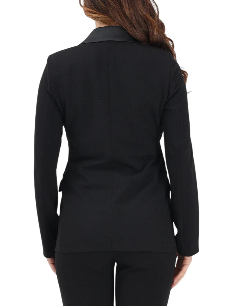Vicolo giacca doppiopetto con dettagli satin nero TAB0031 NERO VICOLO 
