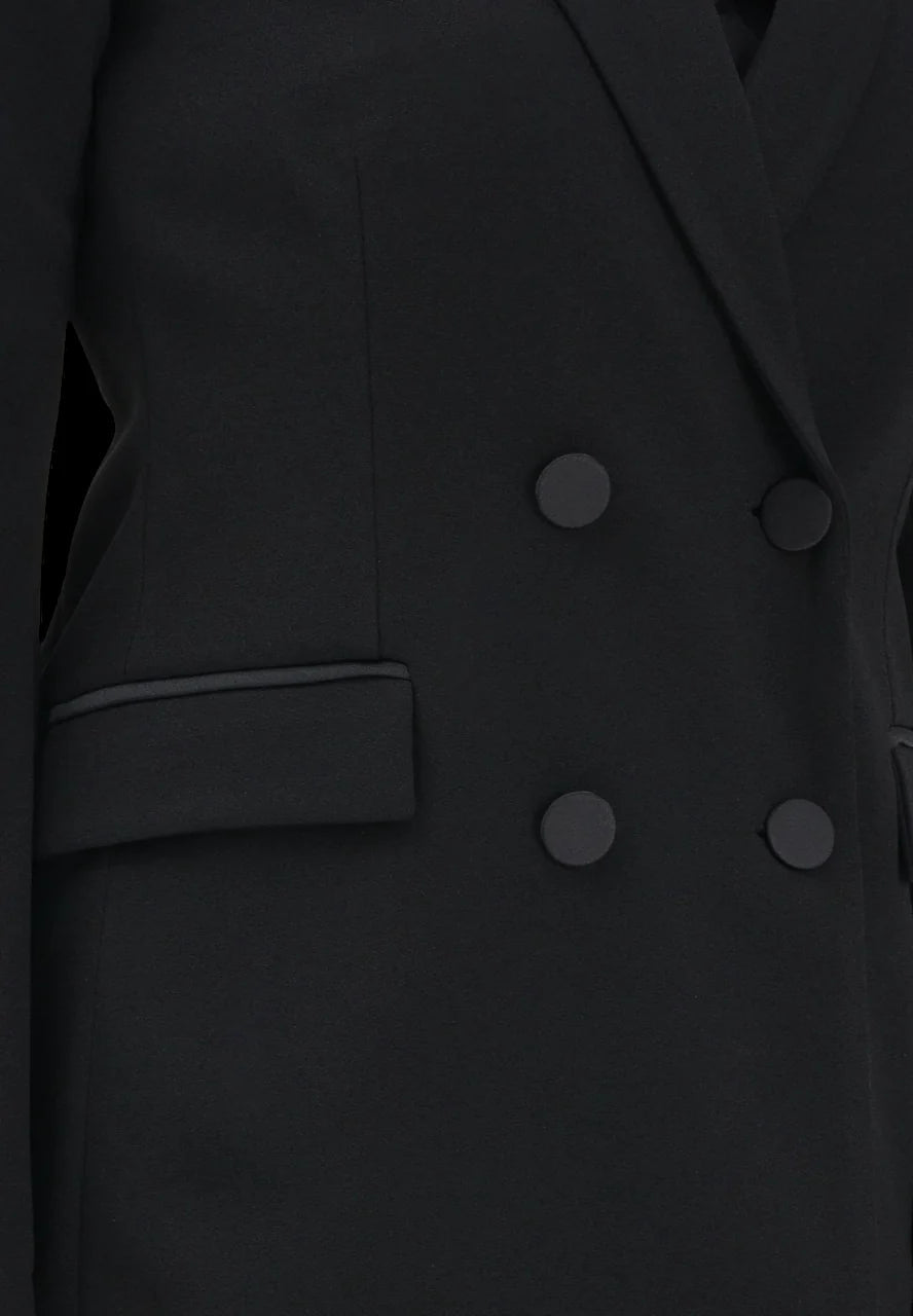 Vicolo giacca doppiopetto con dettagli satin nero TAB0031 NERO VICOLO 