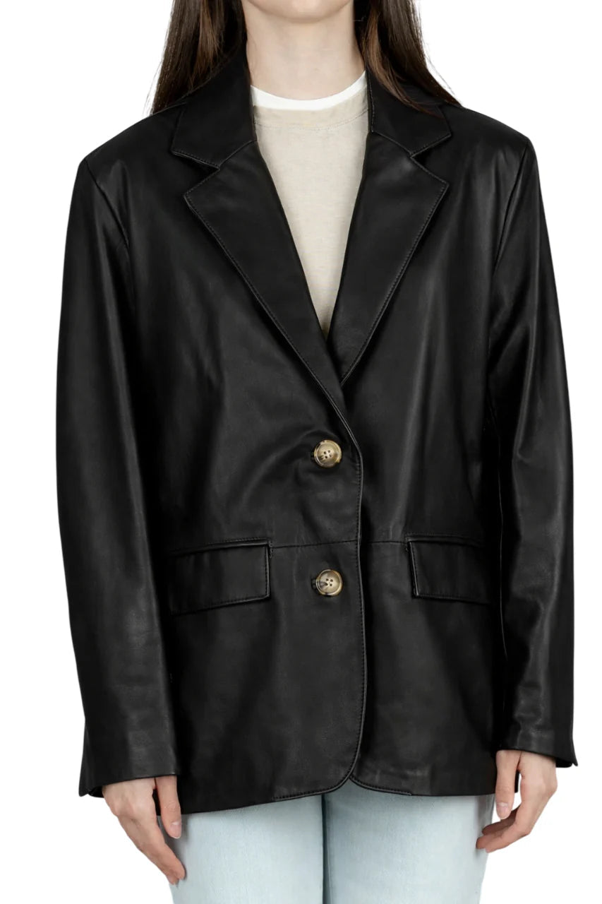 Vicolo giacca blazer donna in pelle nero TAB0178 NERO VICOLO 