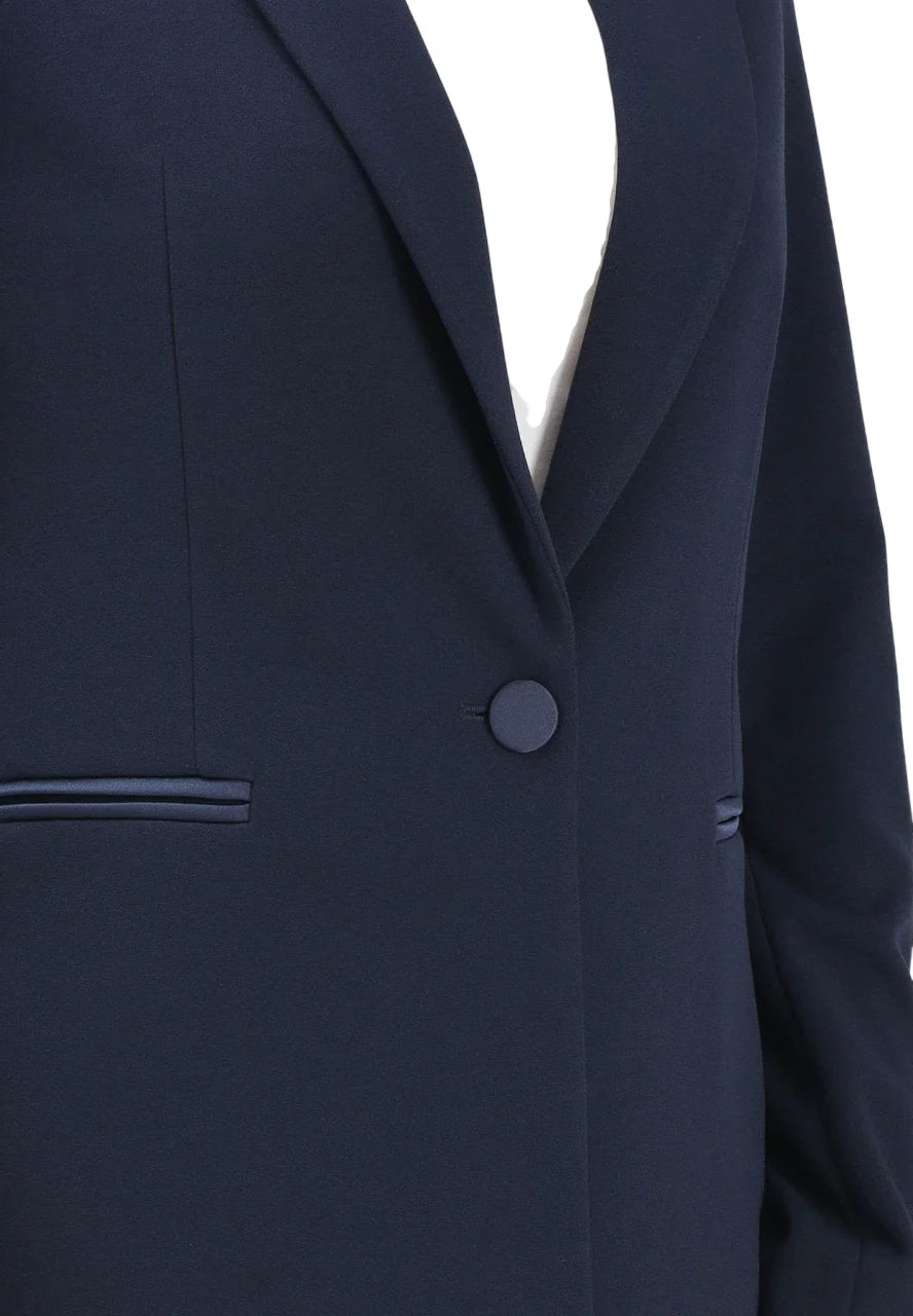 Vicolo giacca blazer monopetto con dettagli satin blu TAB0230 BLU VICOLO 