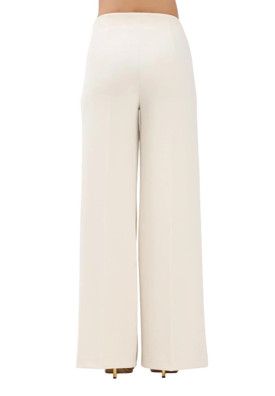 Vicolo pantaloni palazzo in tessuto crepe bianco latte TAB0259 LATTE VICOLO 