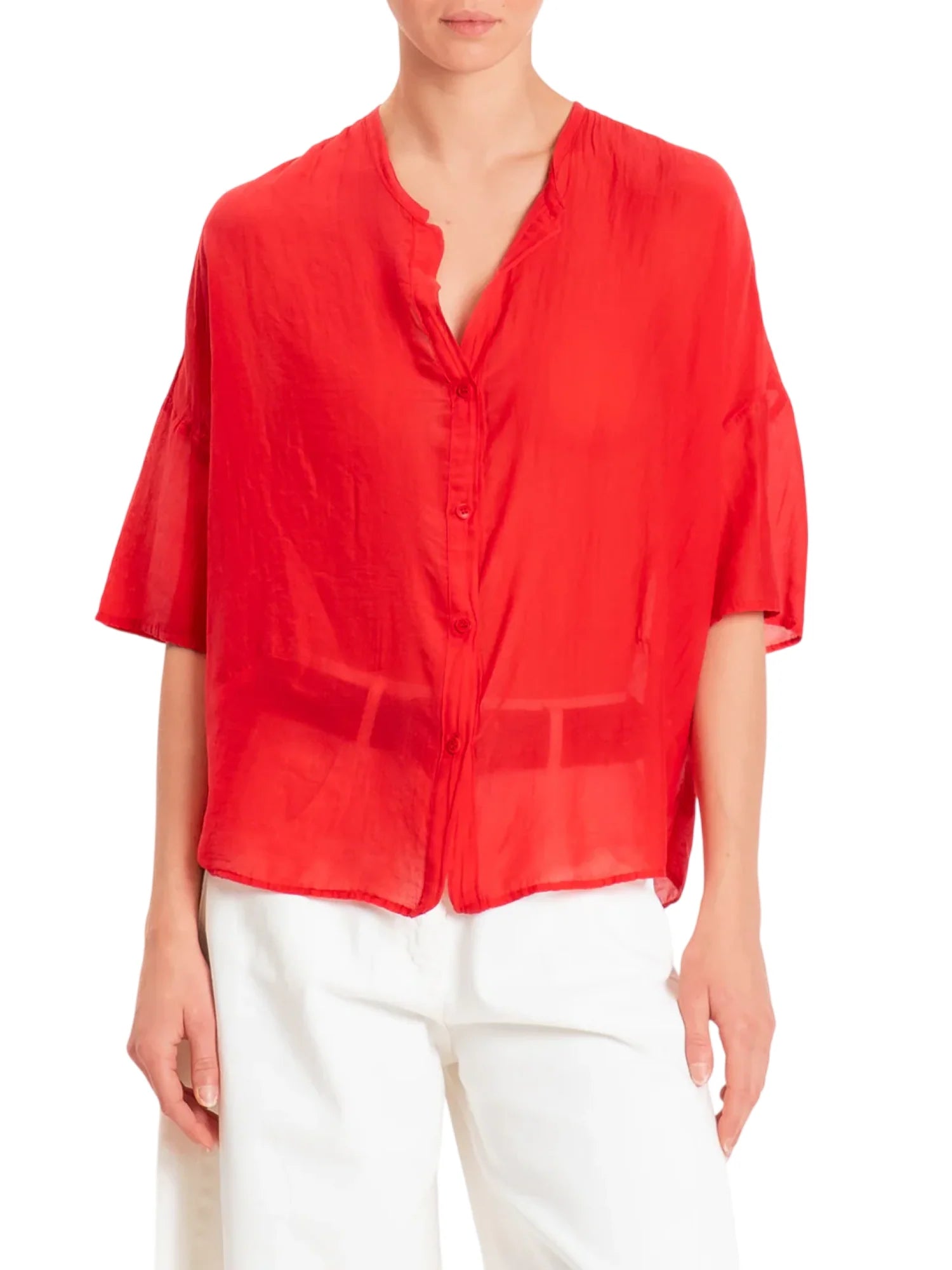 Vicolo camicia donna misto seta rosso TAB0670 ROSSO VICOLO 