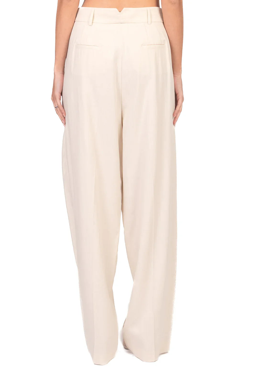 Vicolo pantaloni gamba larga misto lino con pinces panna TAB1513 BURRO VICOLO 