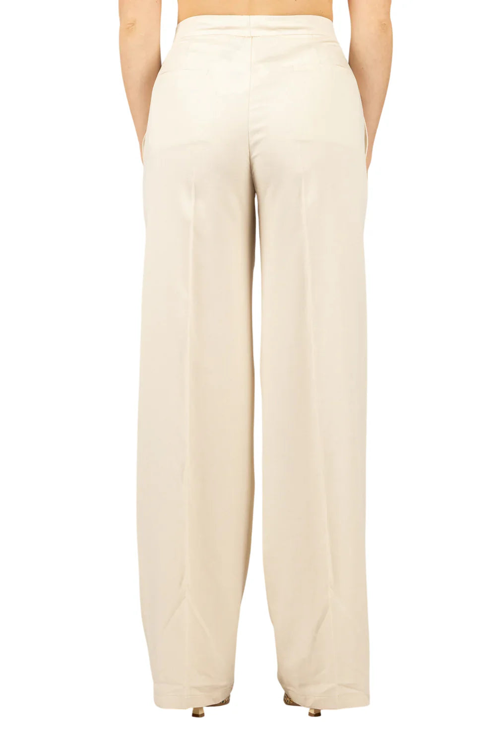 Vicolo pantaloni palazzo donna misto lino panna TAB1624 BURRO VICOLO 