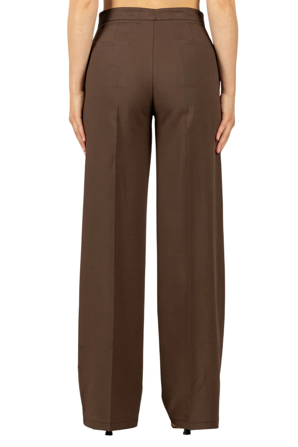 Vicolo pantaloni palazzo donna misto lino marrone TAB1624 MORO VICOLO 