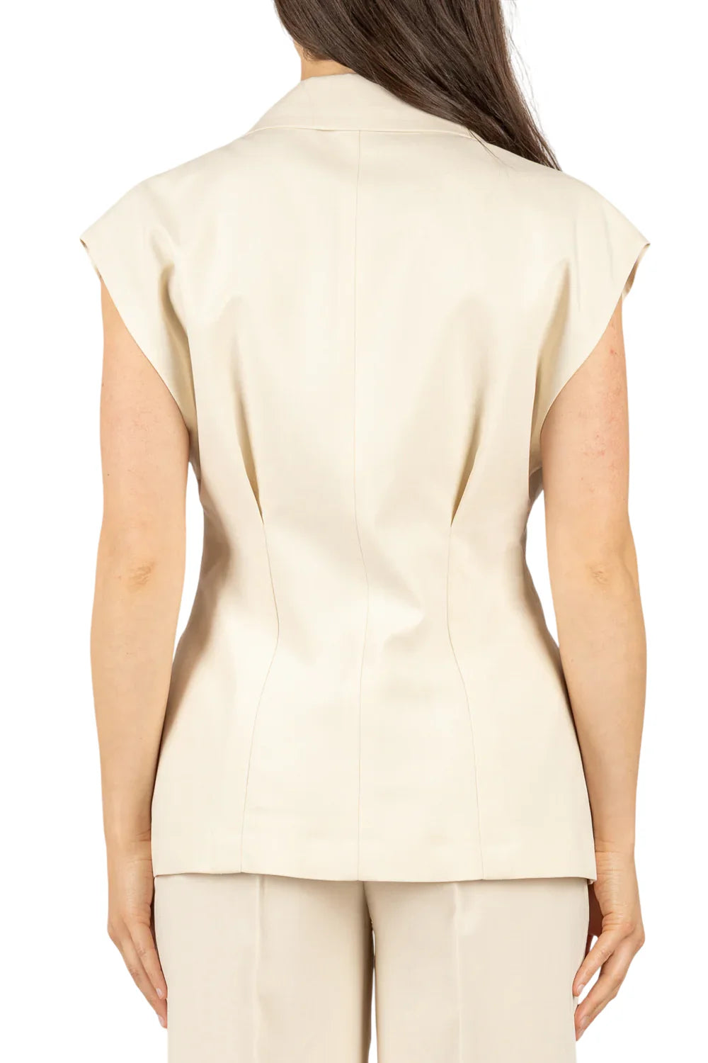 Vicolo giacca smanicata donna misto lino panna TAB1655 BURRO VICOLO 