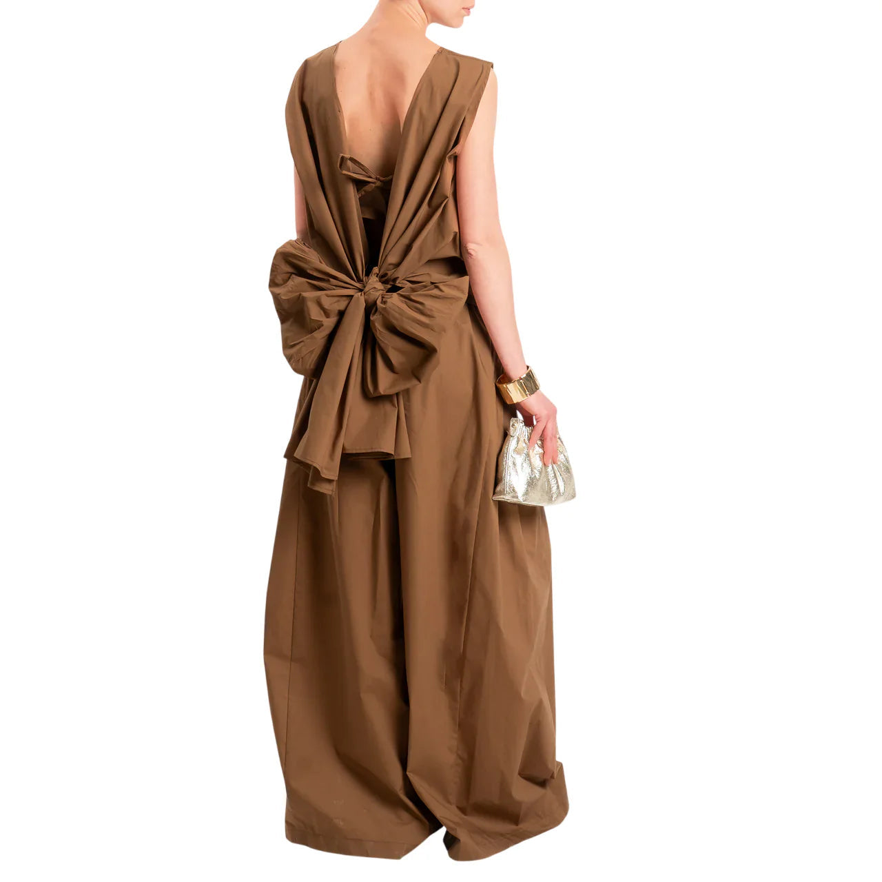 Vicolo top smanicato in cotone con fusciacca marrone TAB2098 NOCCIOLA VICOLO 