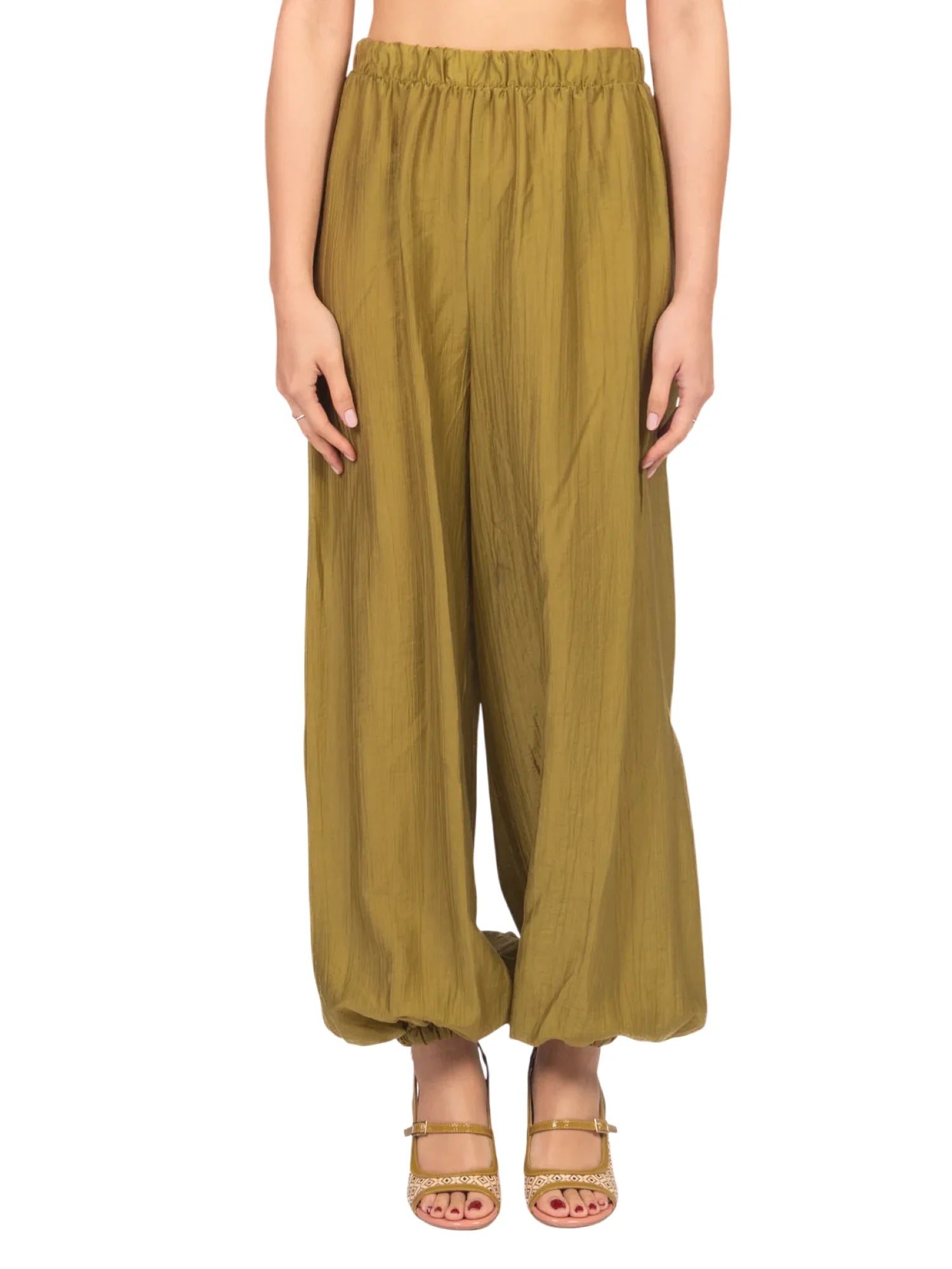 Vicolo pantaloni donna con polsini misto lyocell verde TAB2269 OLIO VICOLO 