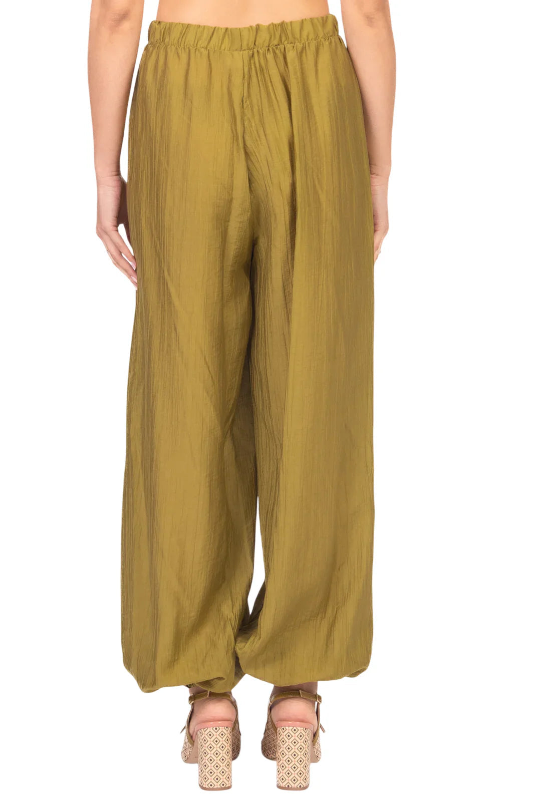 Vicolo pantaloni donna con polsini misto lyocell verde TAB2269 OLIO VICOLO 