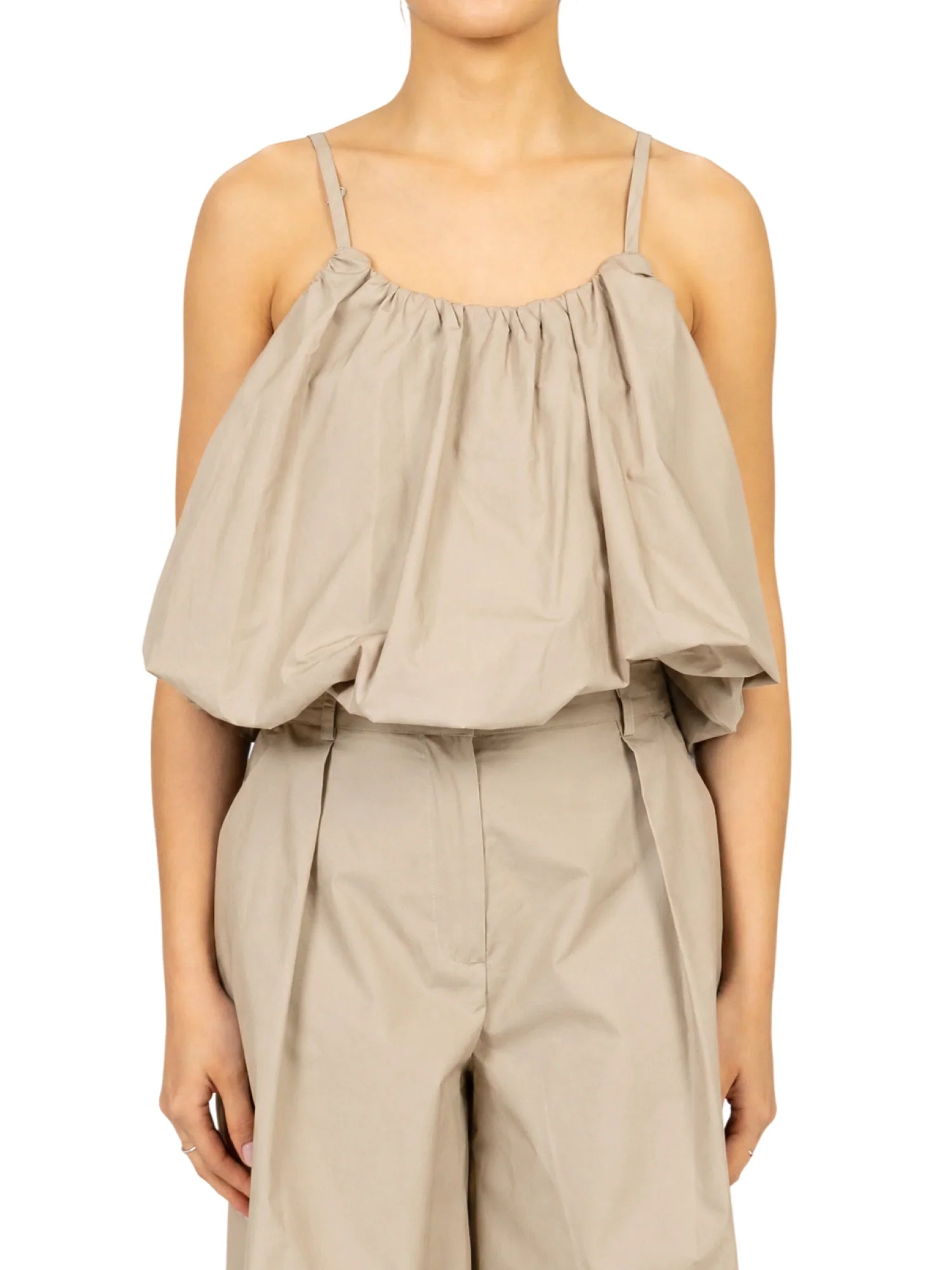 Vicolo top a palloncino donna in cotone beige TAB2276 BEIGE VICOLO 
