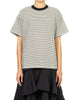Vicolo T-shirt donna in cotone a righe panna nero