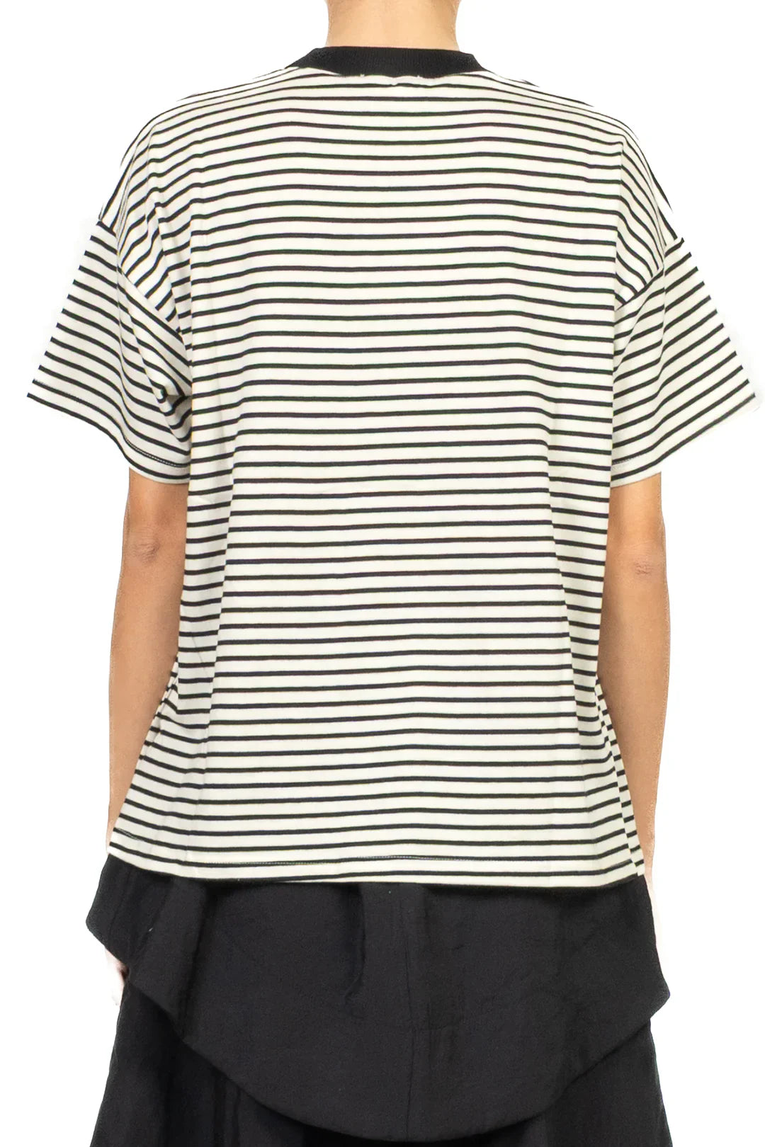 Vicolo T-shirt donna in cotone a righe panna nero UAB0315 BURRO-NERO VICOLO 