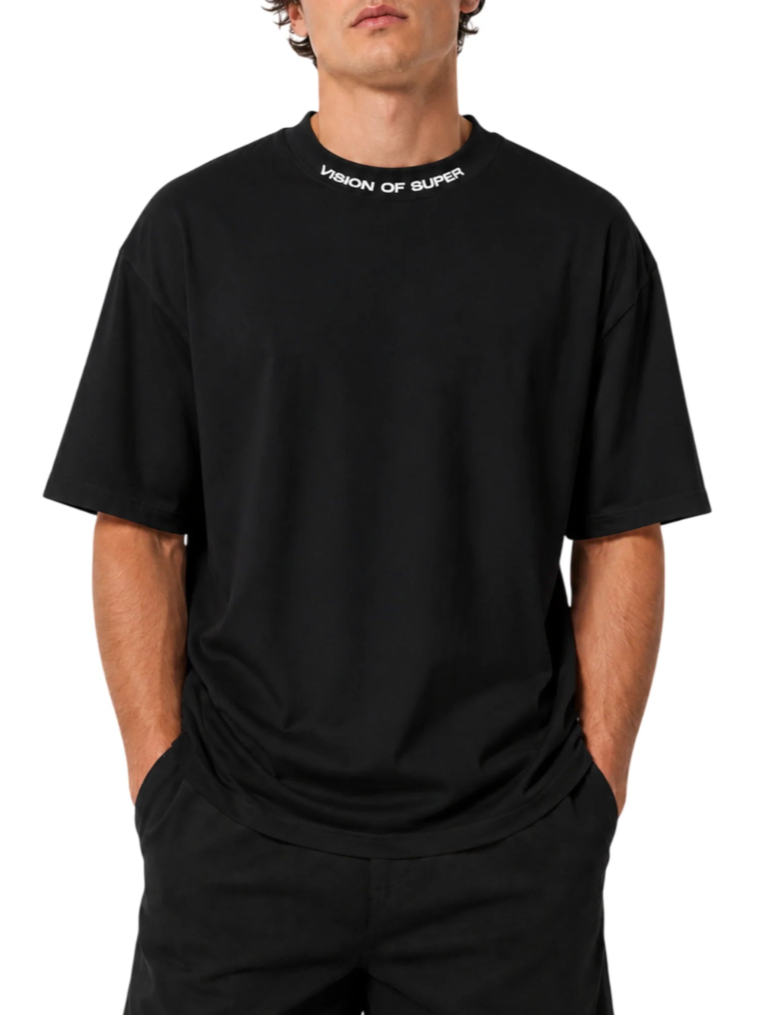 Vision of Super T-shirt uomo con logo ricamato nero VS076TE BLACK VISION OF SUPER 