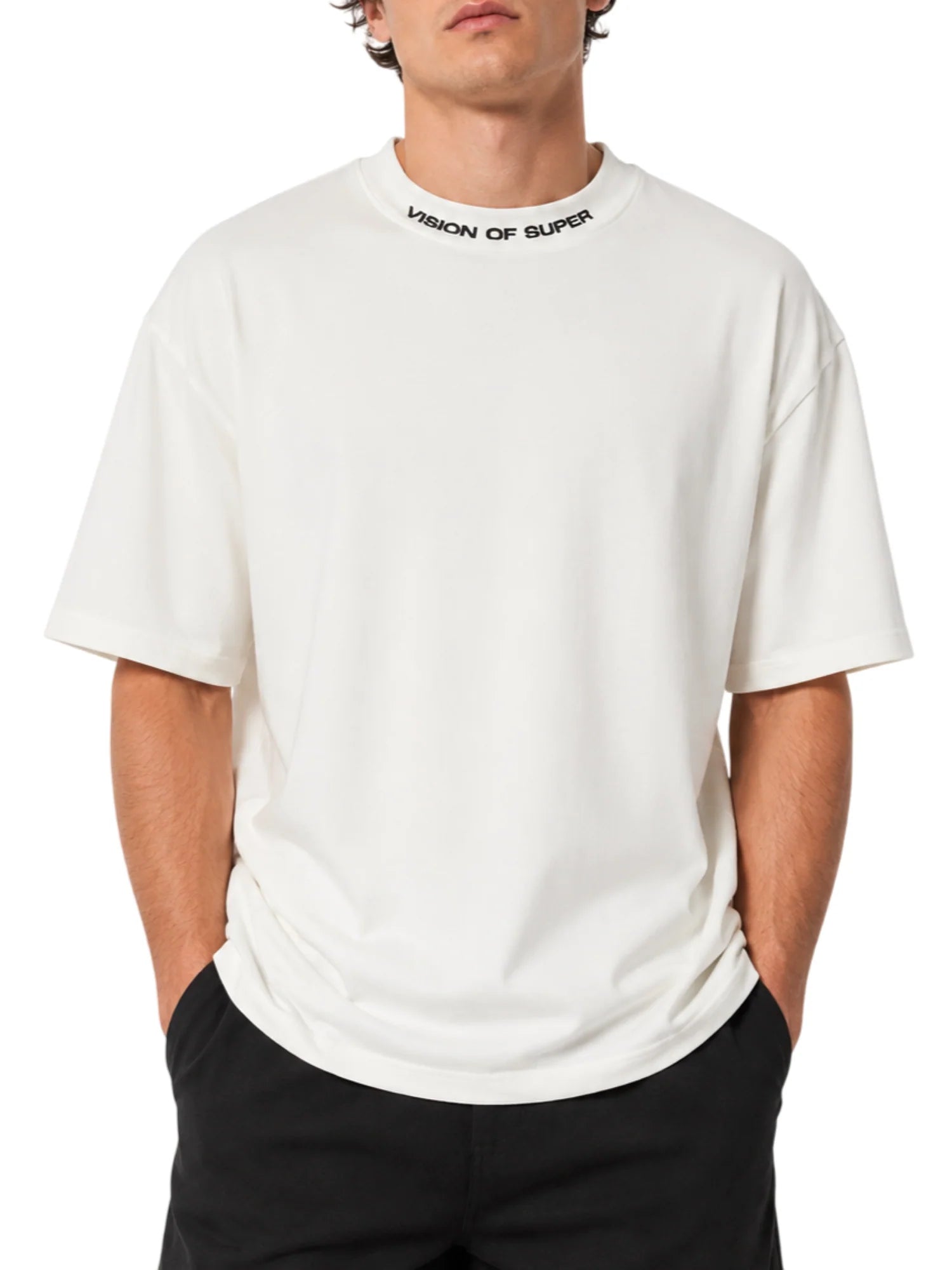 Vision of Super T-shirt uomo con logo ricamato panna VS076TE WHITE VISION OF SUPER 