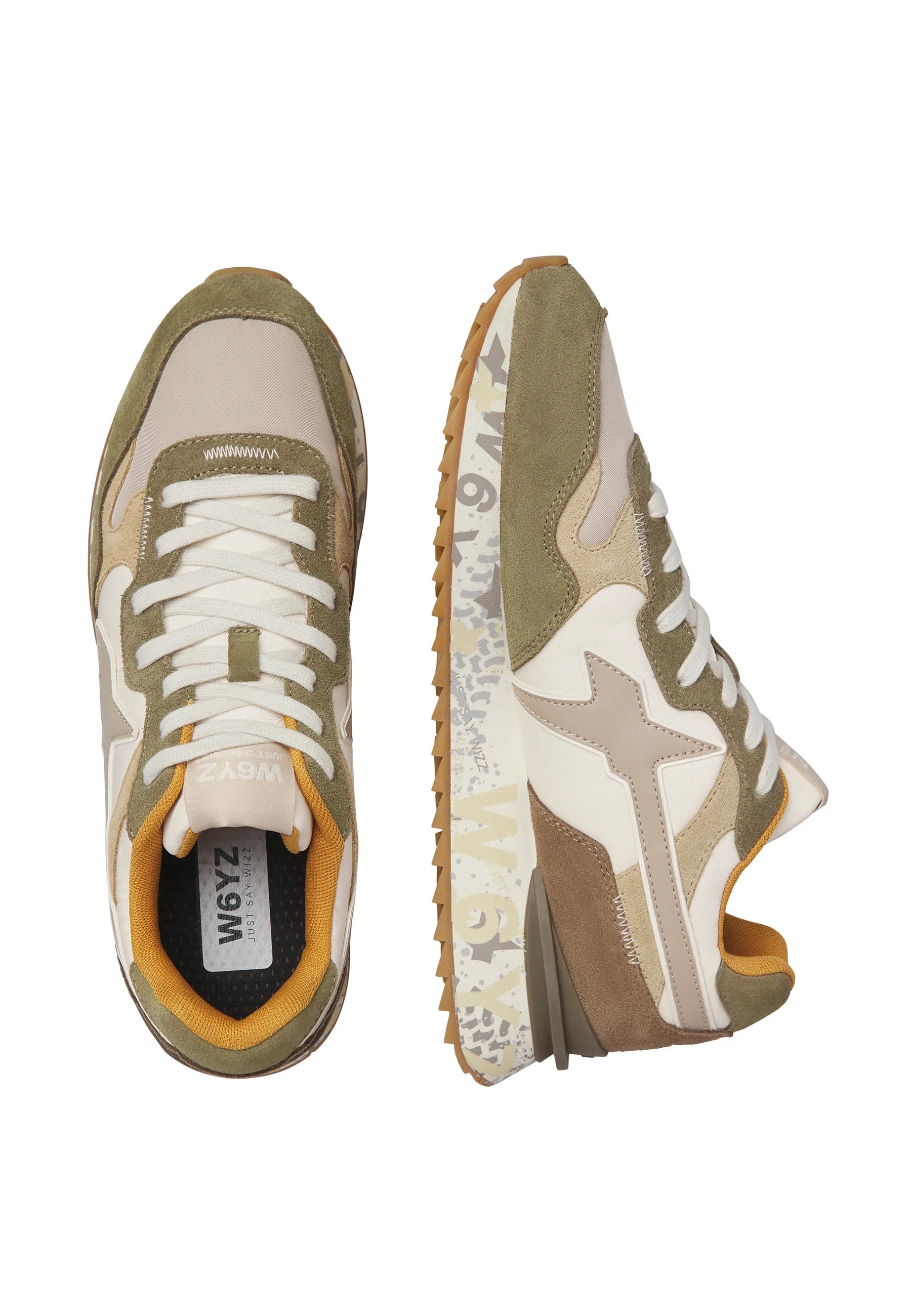 W6yz sneakers uomo Yak in suede e tessuto tecnico verde tortora 201518548 2F12 W6YZ 