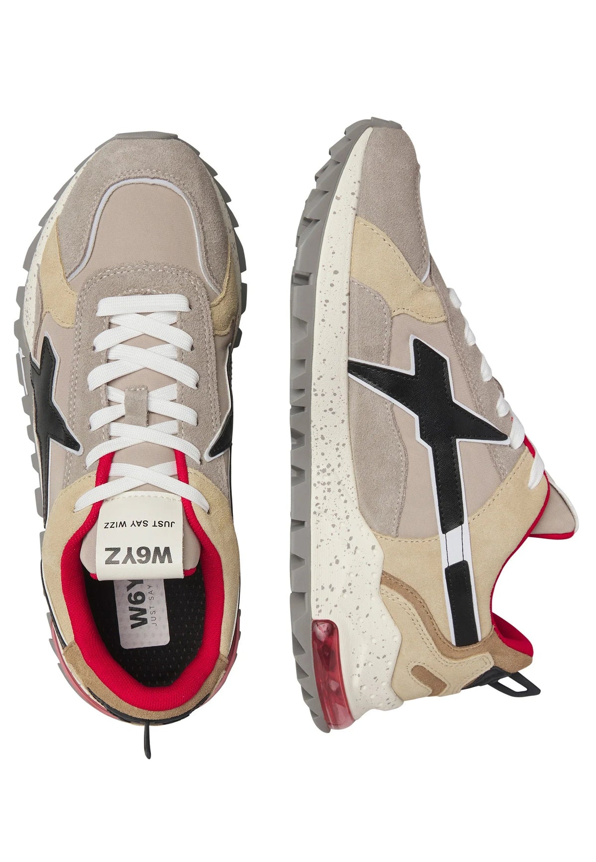 W6yz sneakers uomo Breeze in suede e tessuto tecnico beige rosso 201861206 3D65 W6YZ 