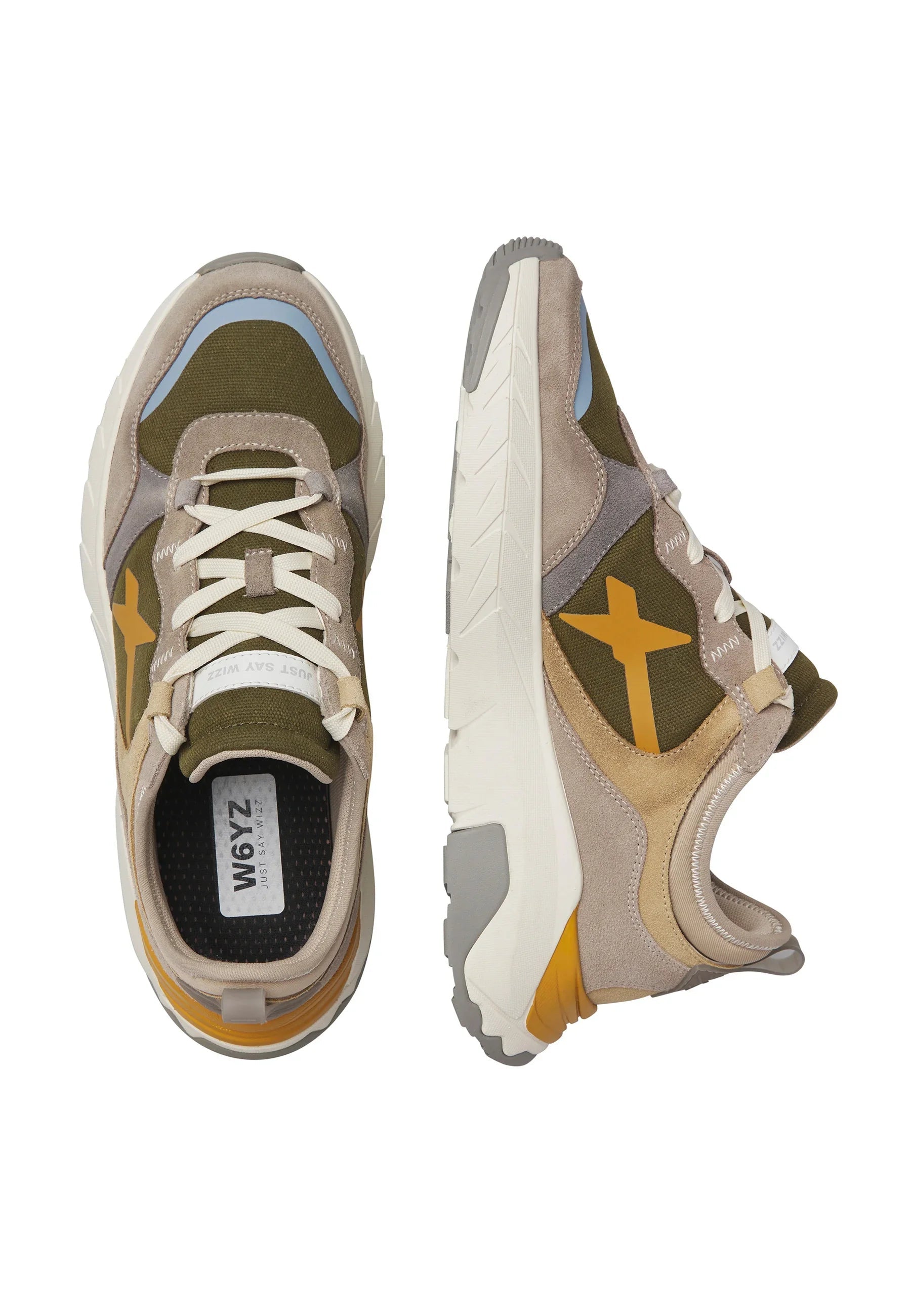 W6yz sneakers uomo Next in suede e tessuto verde beige 201863106 4D35 W6YZ 