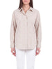 Yes Zee camicia a righe donna con cuoricini bianco beige