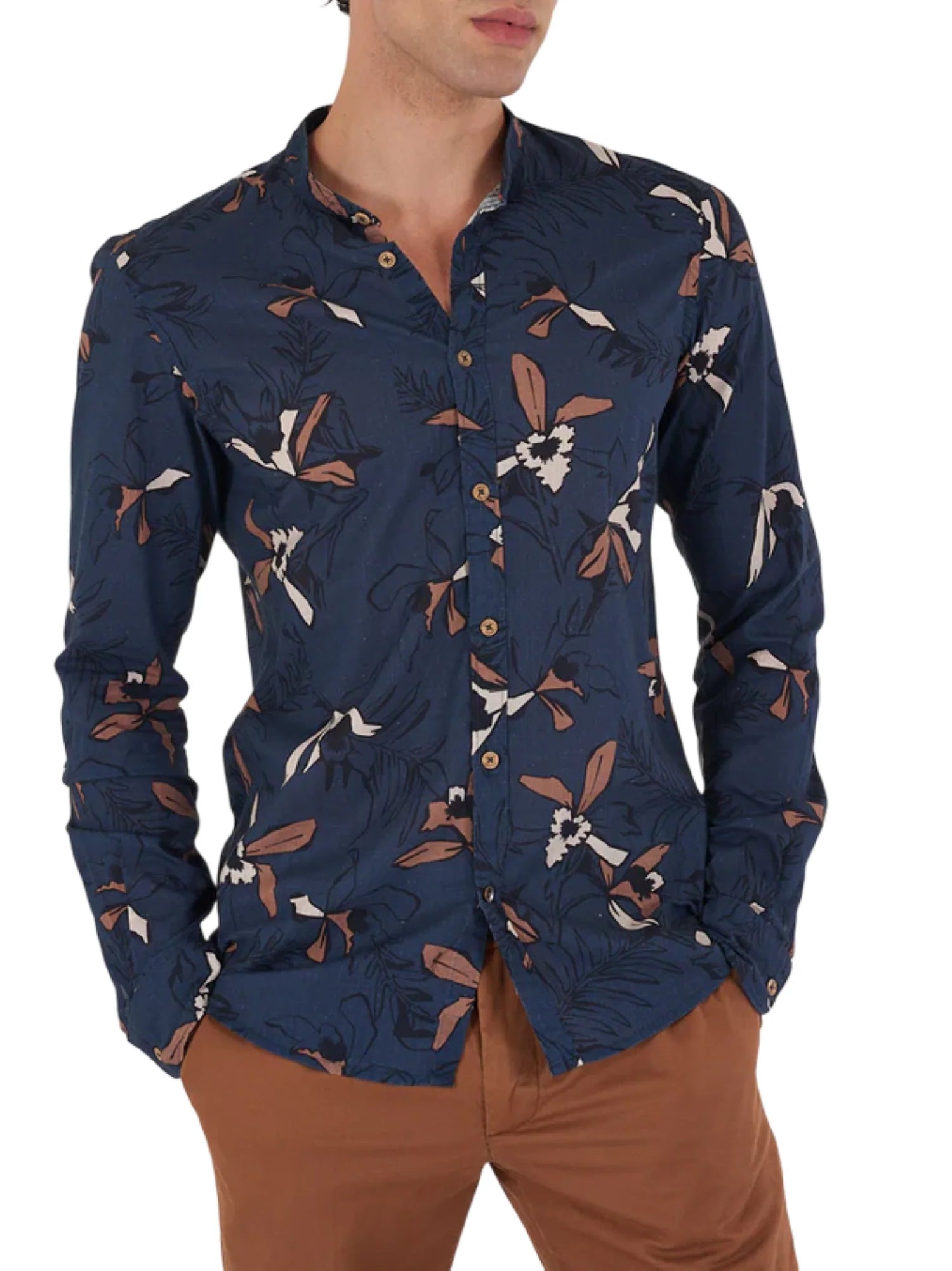 Yes Zee camicia uomo alla coreana in fantasia blu C512-UD00 2001 YES-ZEE 