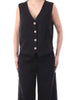 Yes Zee gilet donna misto lino nero