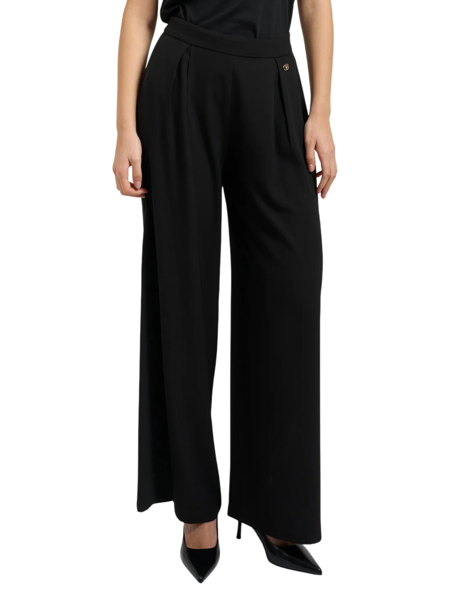 Yes Zee pantaloni palazzo con pinces nero P333-CB00 0801 YES-ZEE 