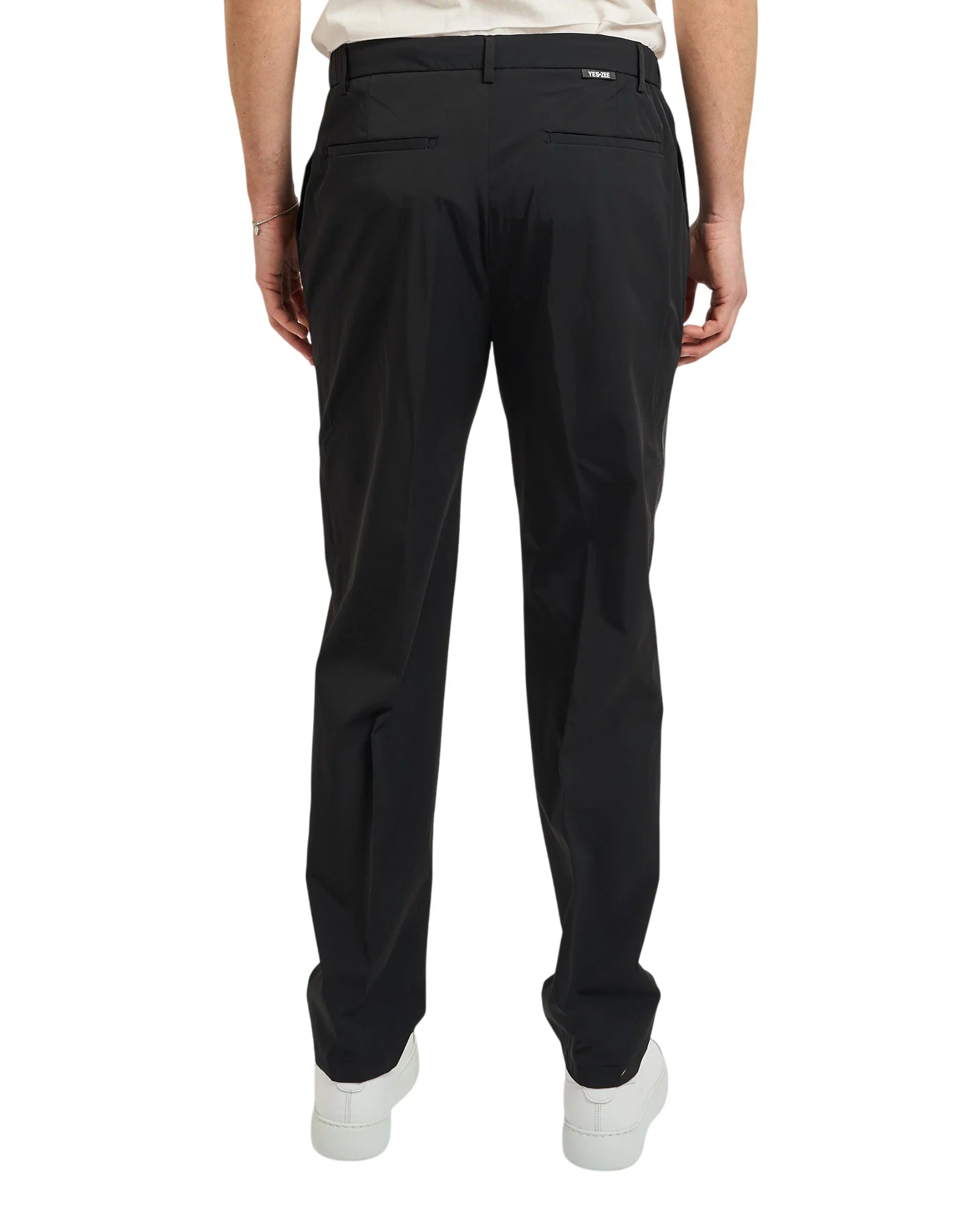 Yes Zee pantaloni uomo slim in nylon nero P670-KQ00 0801 YES-ZEE 
