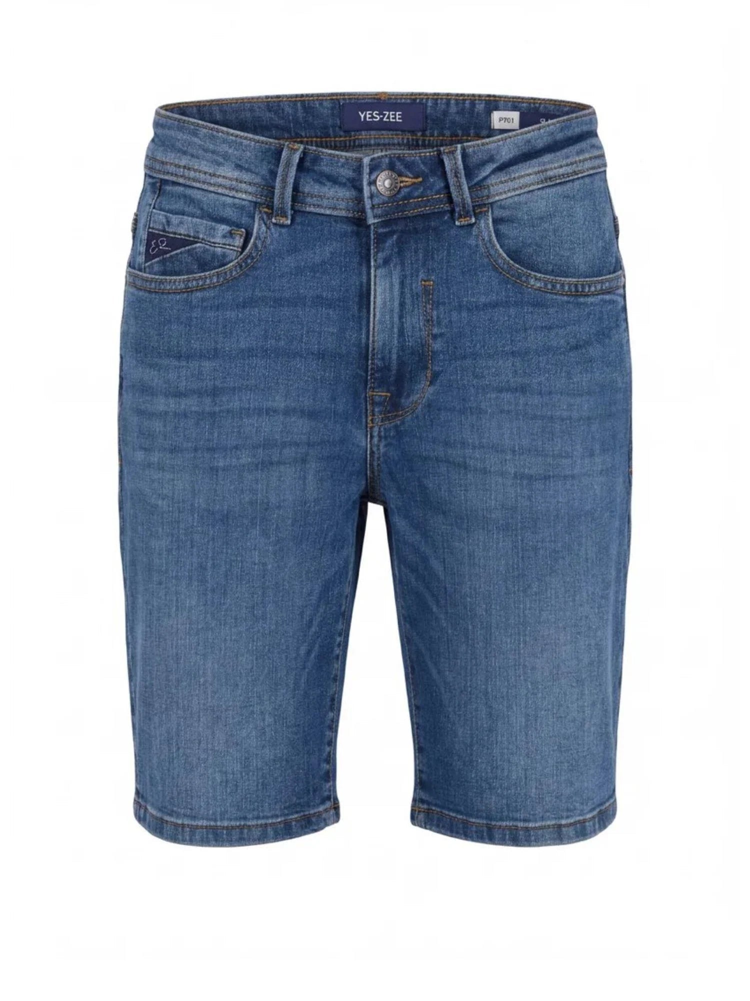 Yes Zee bermuda uomo in denim slim fit lavaggio blu P701-F306 J711 YES-ZEE 