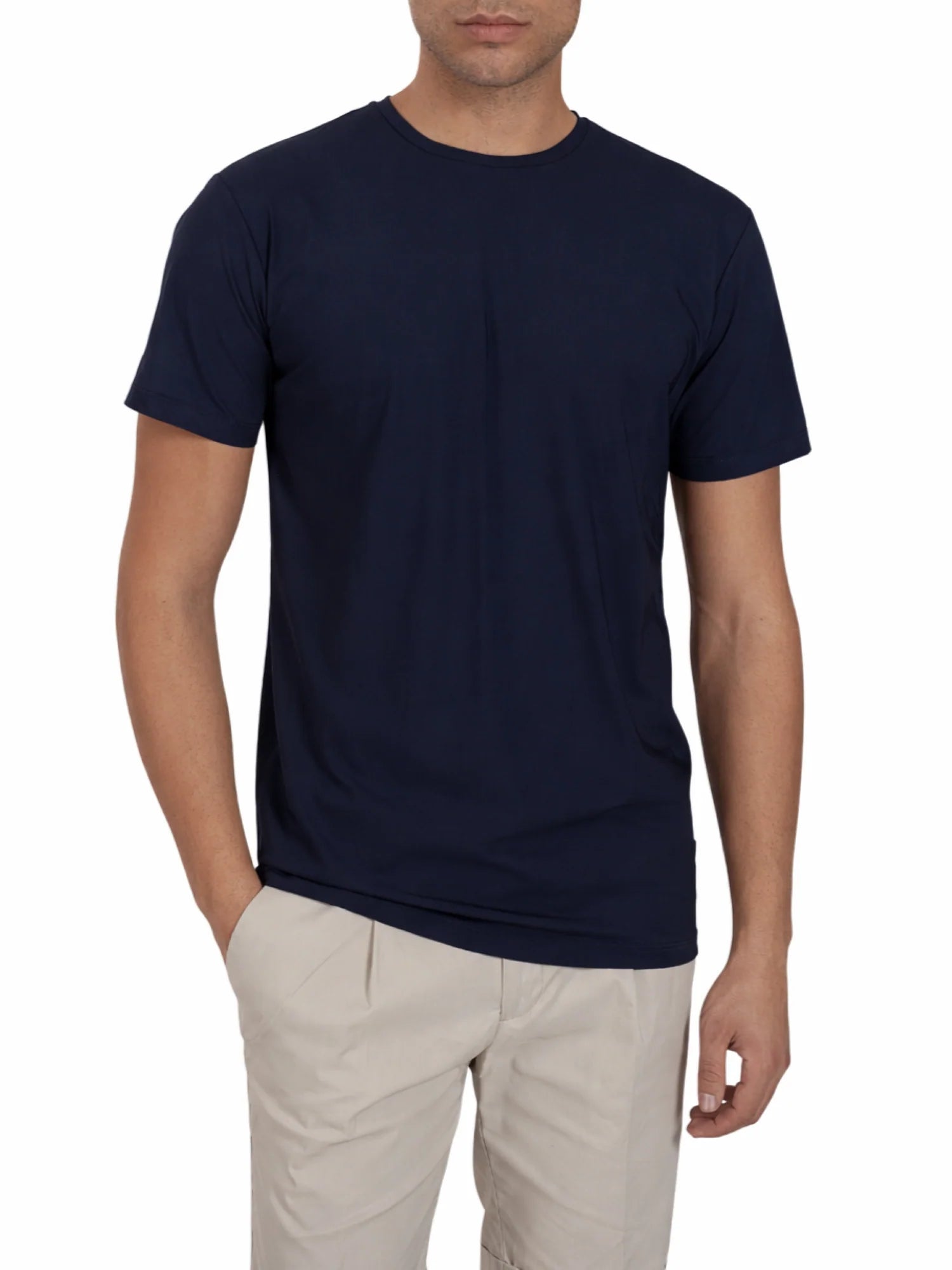 Yes Zee T-shirt manica corta in nylon stretch blu T778-OQ00 0710 YES-ZEE 