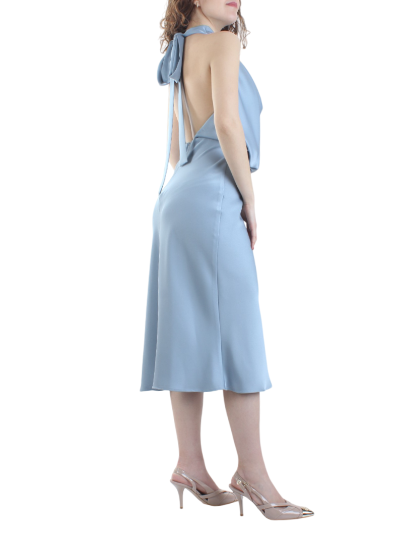 Sandro Ferrone abito midi satin all'americana blu avio S23XBEBIALETTI LIGHT GREY Sandro FERRONE 