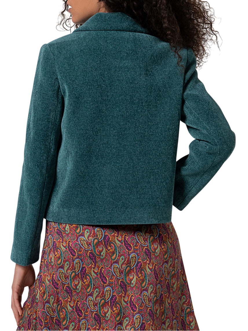 Surkana cappotto corto doppiopetto in ciniglia petrolio 565MASE413 58 SURKANA 