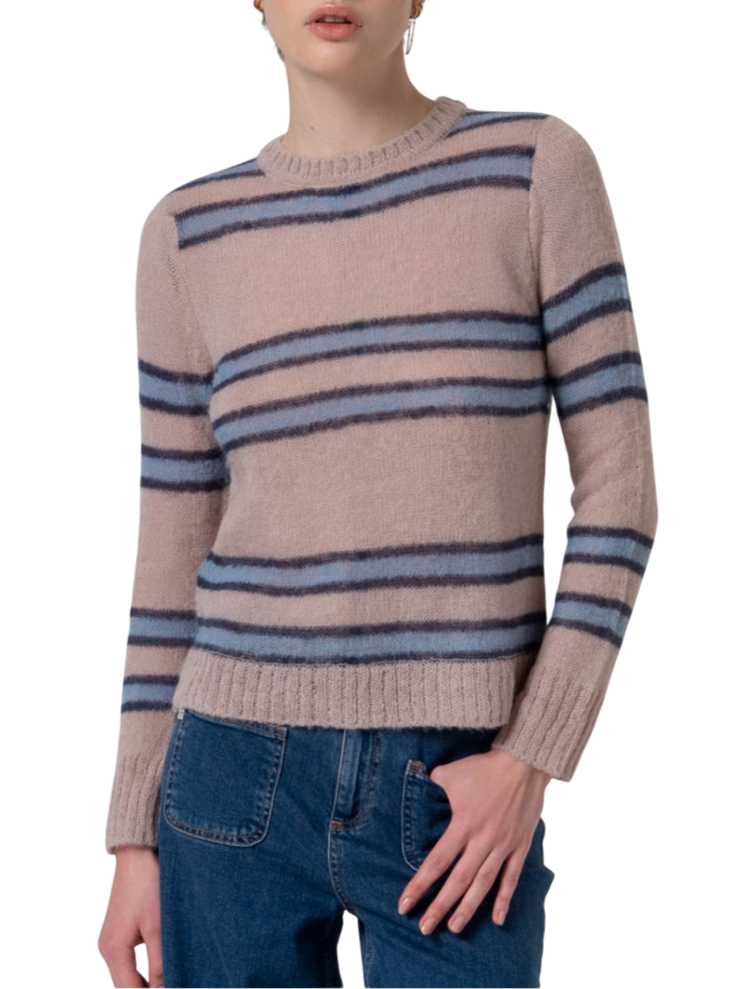Surkana maglia misto lana a righe beige celeste 565IRDE231 51 SURKANA 