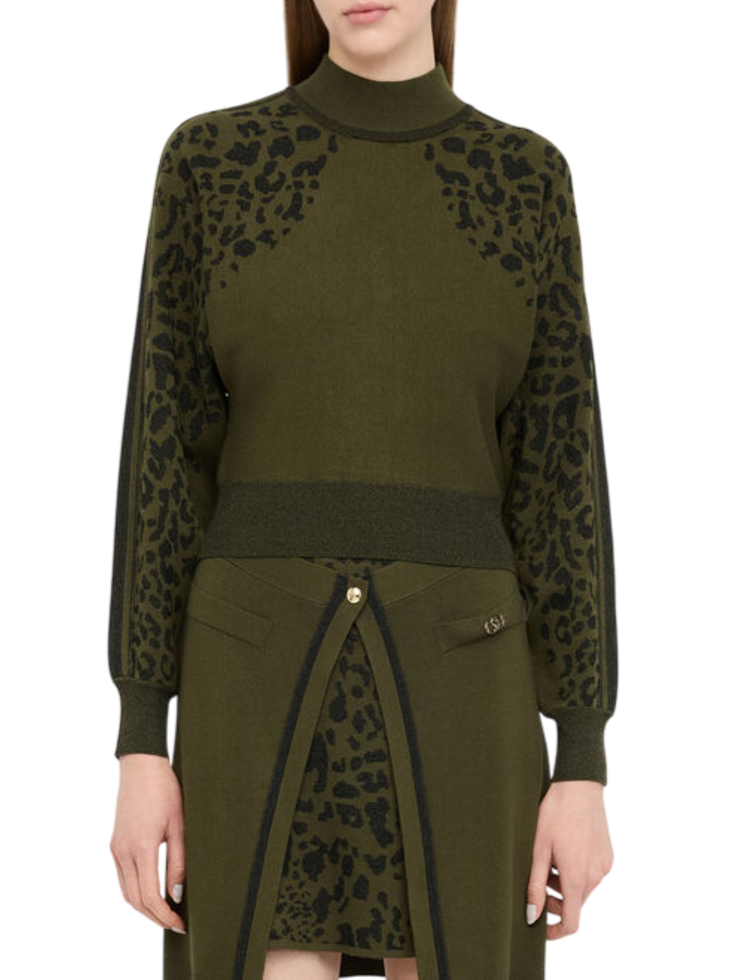 Liu Jo maglia lupetto in fantasia animalier lurex verde TF5269MS49I A4350 LIU JO 