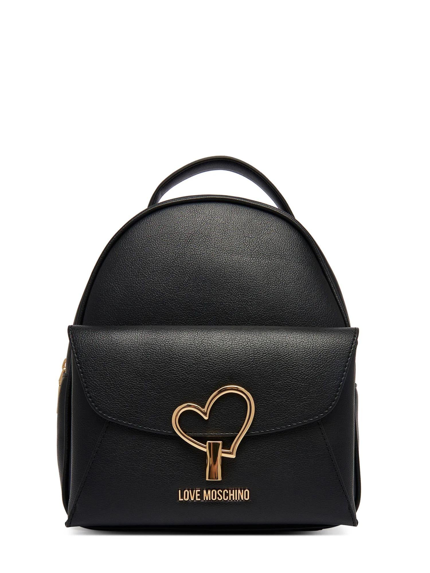 Love Moschino zaino donna in ecopelle con tasca nero oro JC4137PP1O-LQ0 000 MOSCHINO LOVE 