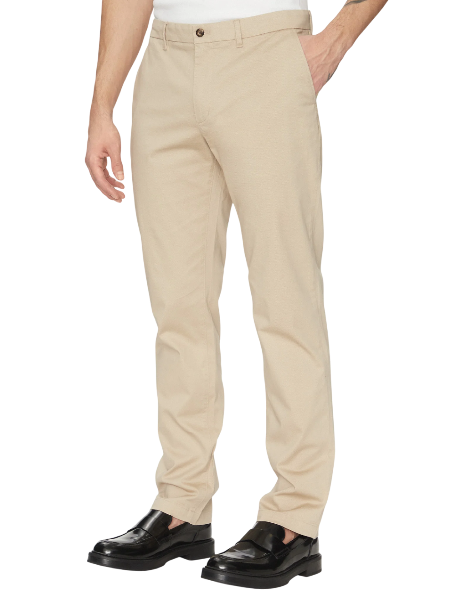 Tommy Hilfiger pantaloni slim fit in cotone beige MW0MW37717 RBT Tommy Hilfiger 