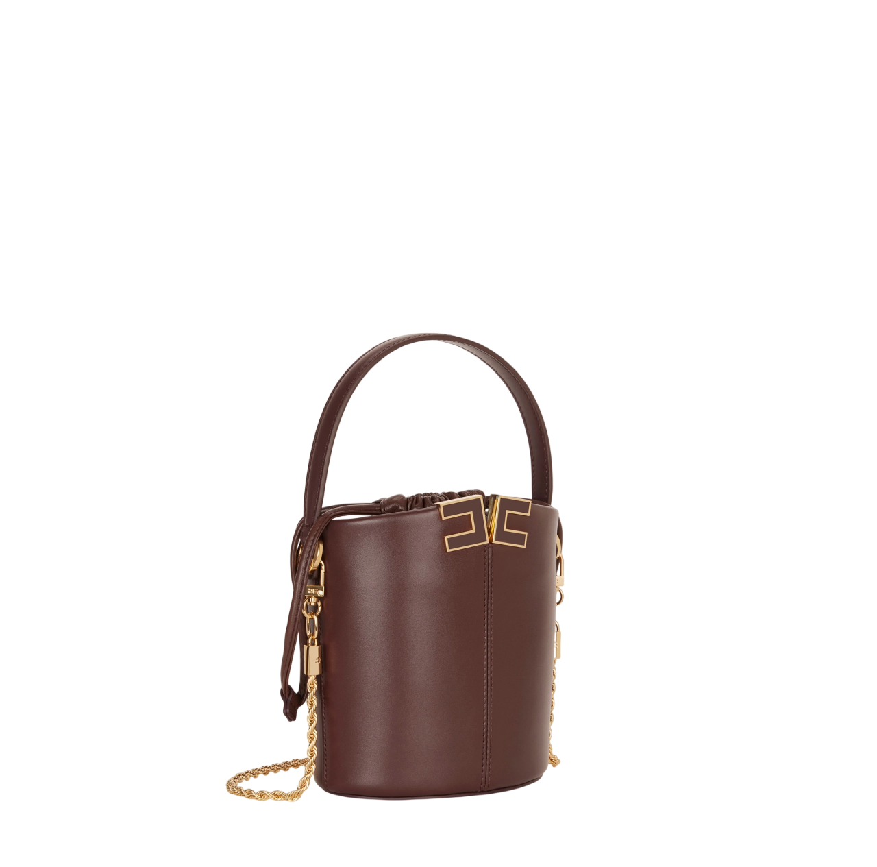 Elisabetta Franchi borsa a secchiello in ecopelle con logo nero BS92A61 644 ELISABETTA FRANCHI 
