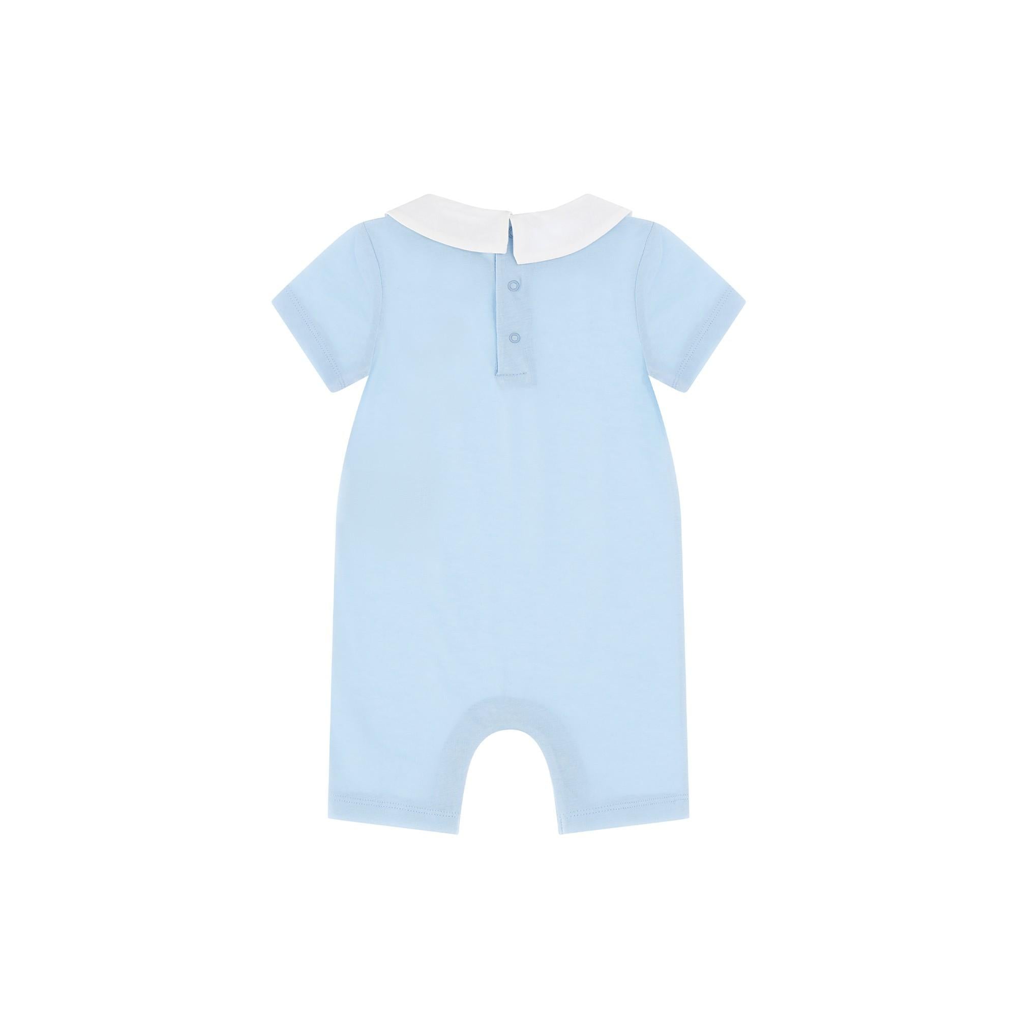 Moschino pagliaccetto neonato manica corta con orsetto celeste MMY03Y-LAA03 40304 MOSCHINO 