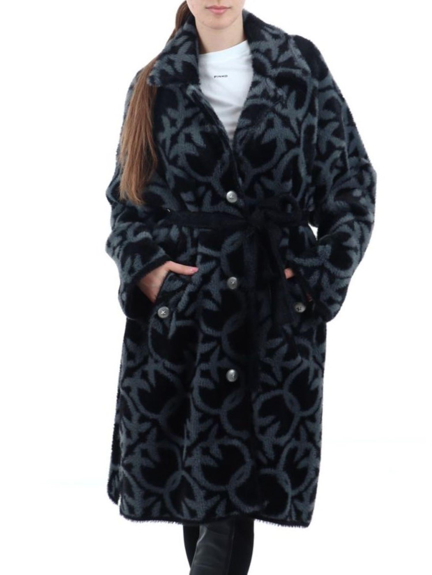 Pinko pelliccia ecologica Zante in fantasia jacquard nero 105415-A2WY IZ9 PINKO 