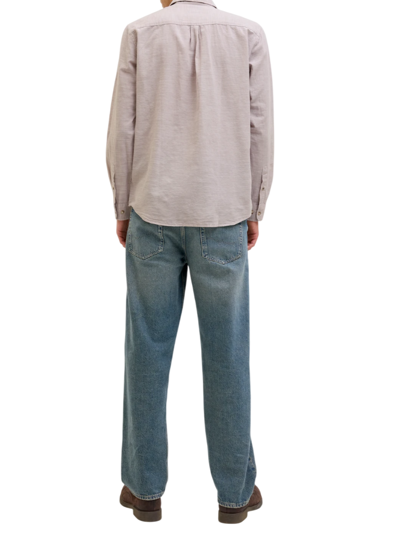 Jack&Jones camicia manica lunga in misto lino tortora 12269315 CROCKERY JACK&JONES 