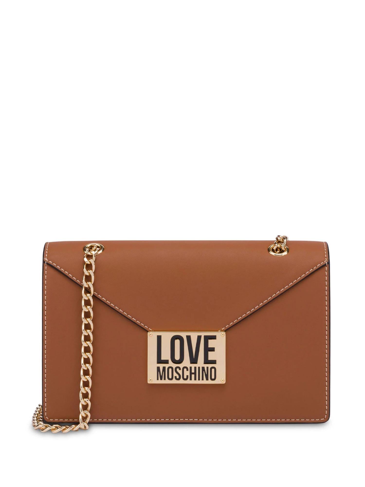 Moschino Love borsa a spalla in similpelle con placca cuoio