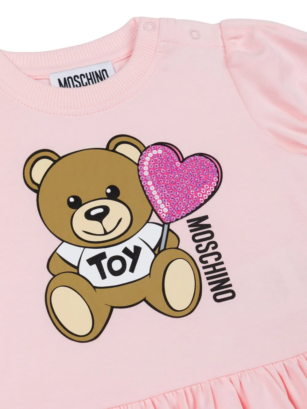 Moschino abito neonata con balza stampa orsetto rosa MDV0C7-LBA00 50209 MOSCHINO 