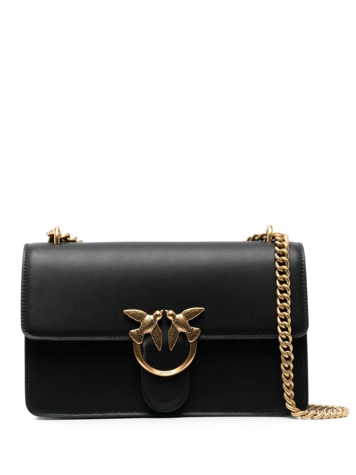 Pinko borsa Love Bag Classic One Simply in pelle nero oro 100941-A0F1 Z99Q PINKO 
