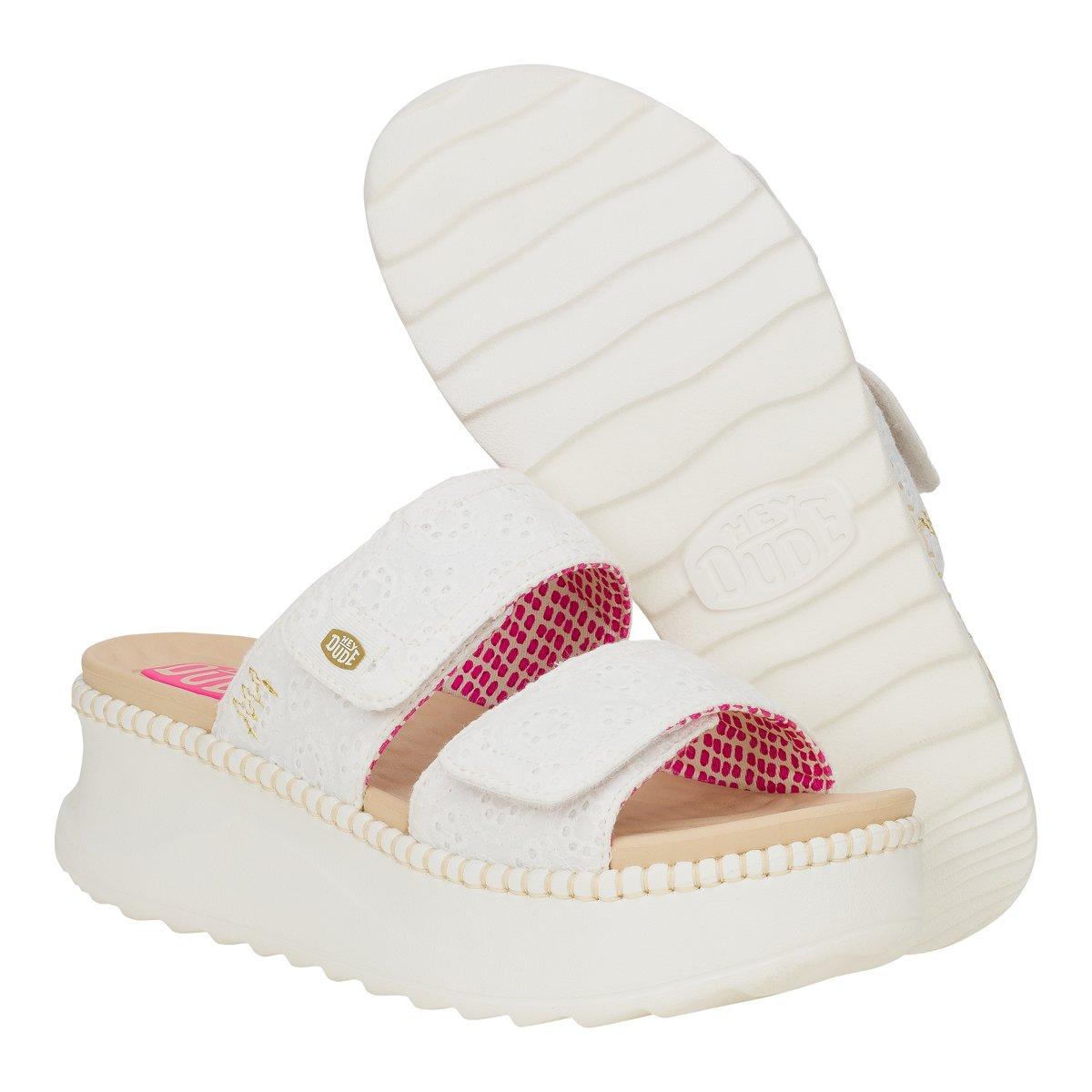 Hey Dude ciabatta con zeppa Delray Slide Eyelet bianco 43203 100 HEY DUDE 