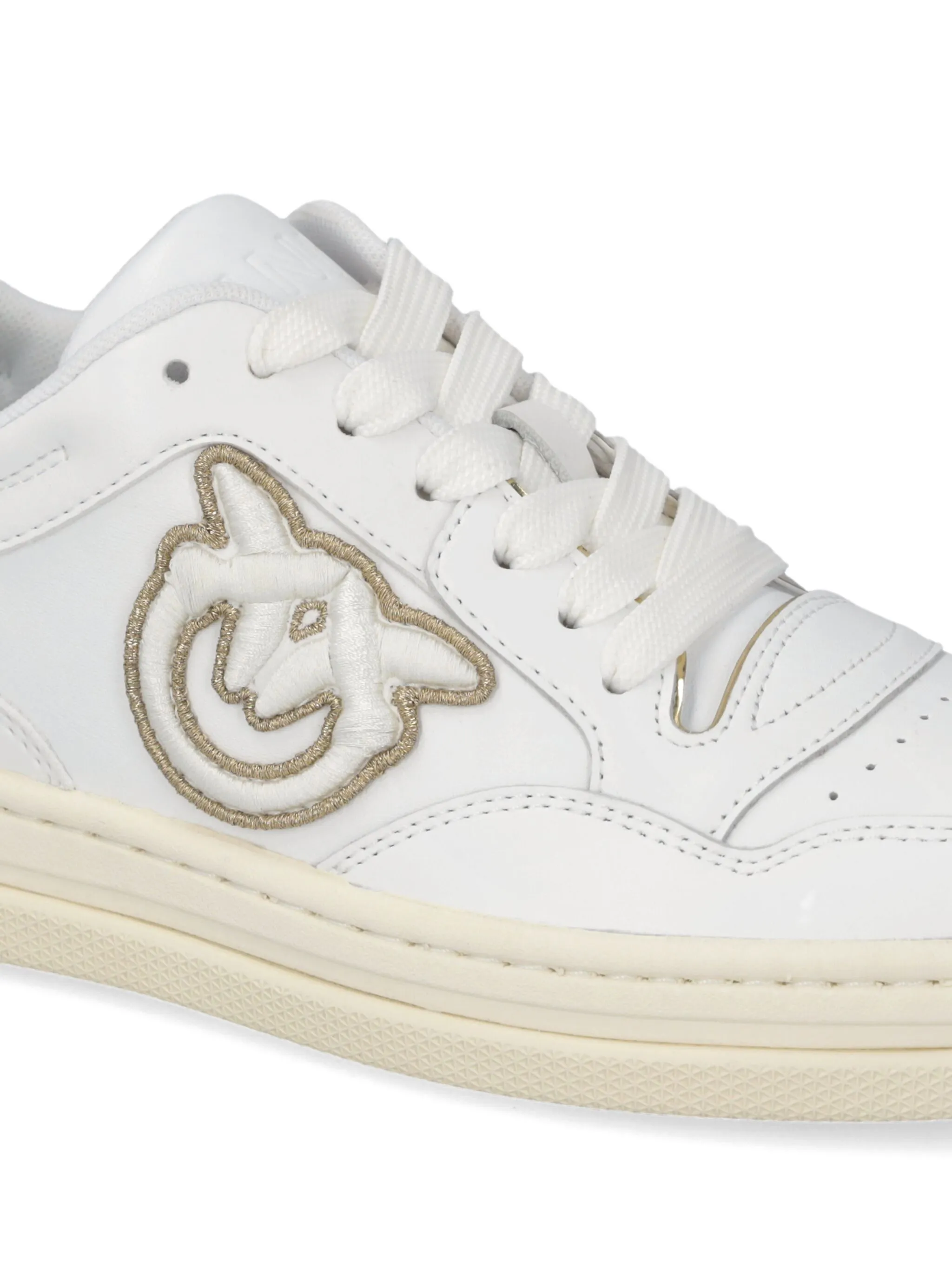 Pinko sneakers Mandy in pelle con logo Love Birds bianco oro SS0077P014 ZIA PINKO 