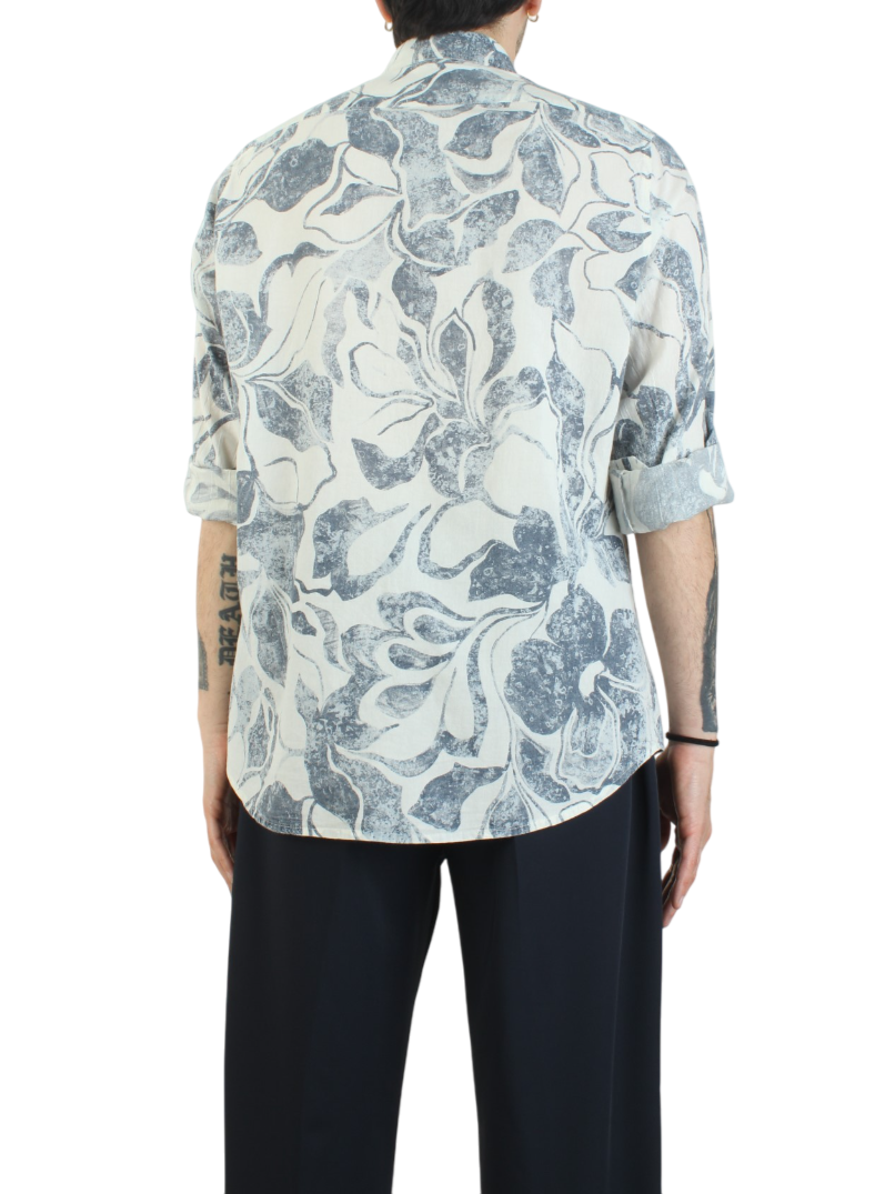 Alta Tensione camicia in fantasia ecrù blu 3333-SUSINA UNICO ALTA TENSIONE 