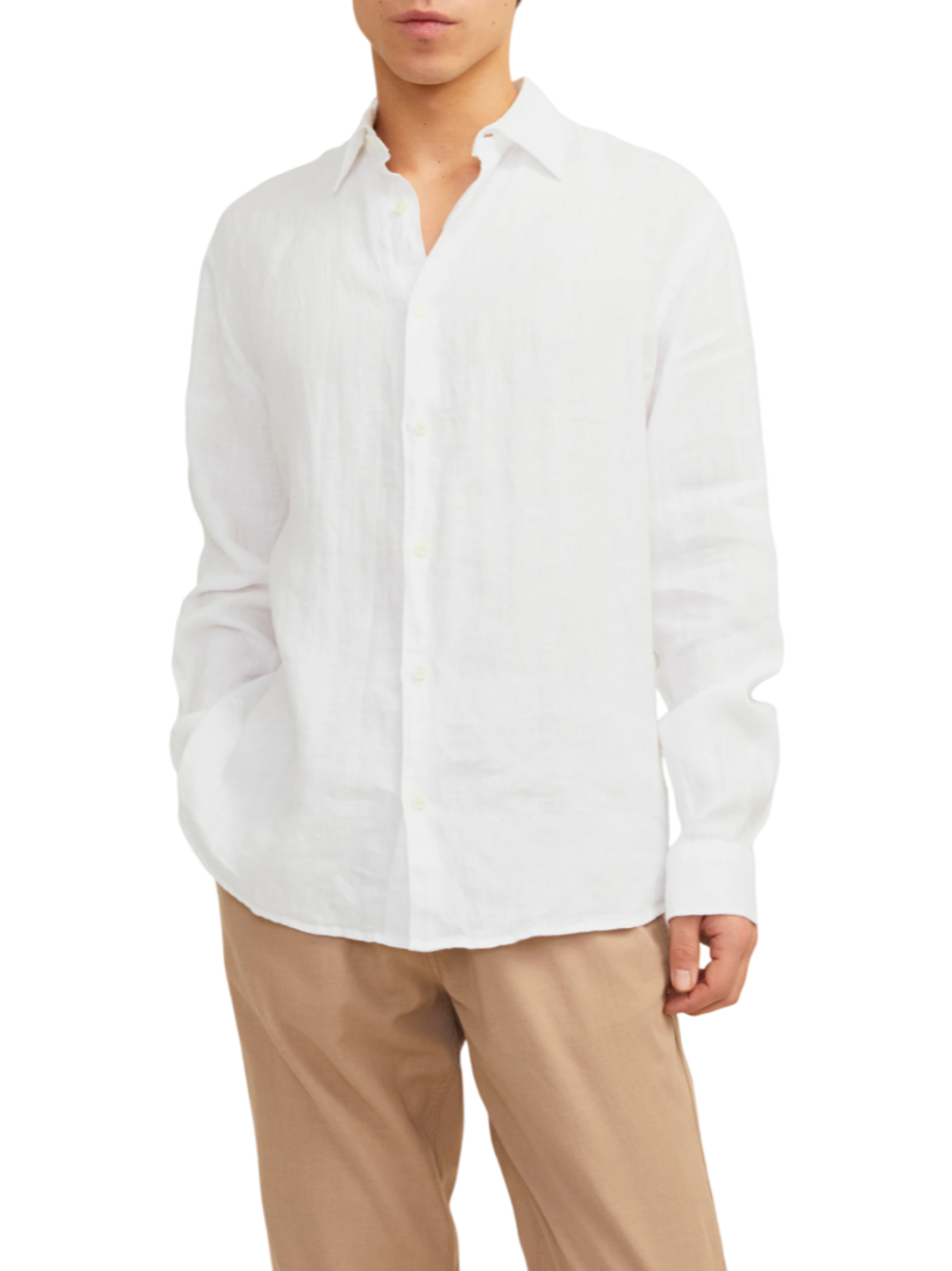 Jack&Jones camicia manica lunga in lino bianco 12273907 BRIGHT WHITE JACK&JONES 