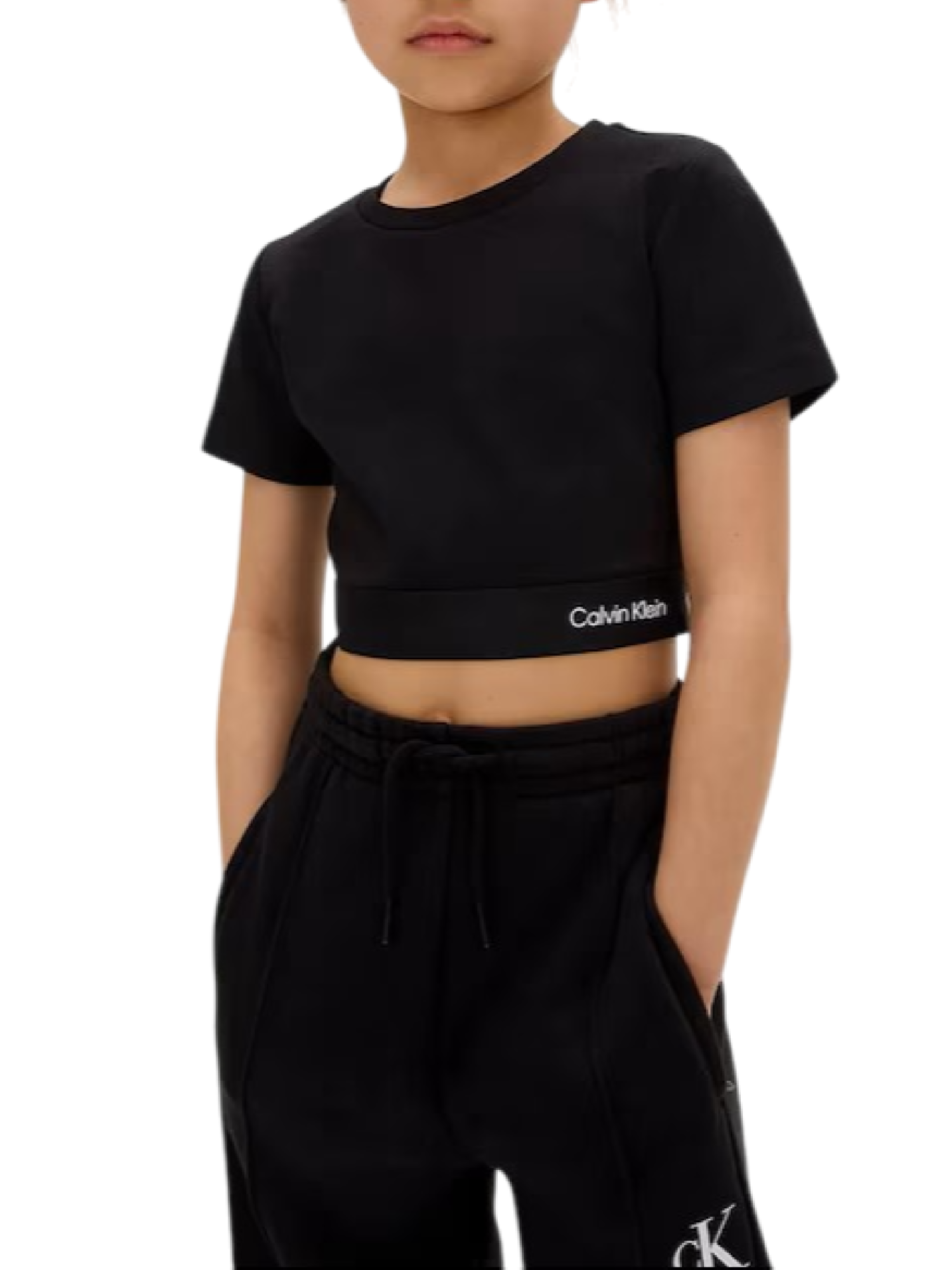 Calvin Klein Jeans T-shirt crop bambina nero IG0IG02977 BEH Calvin Klein Jeans 