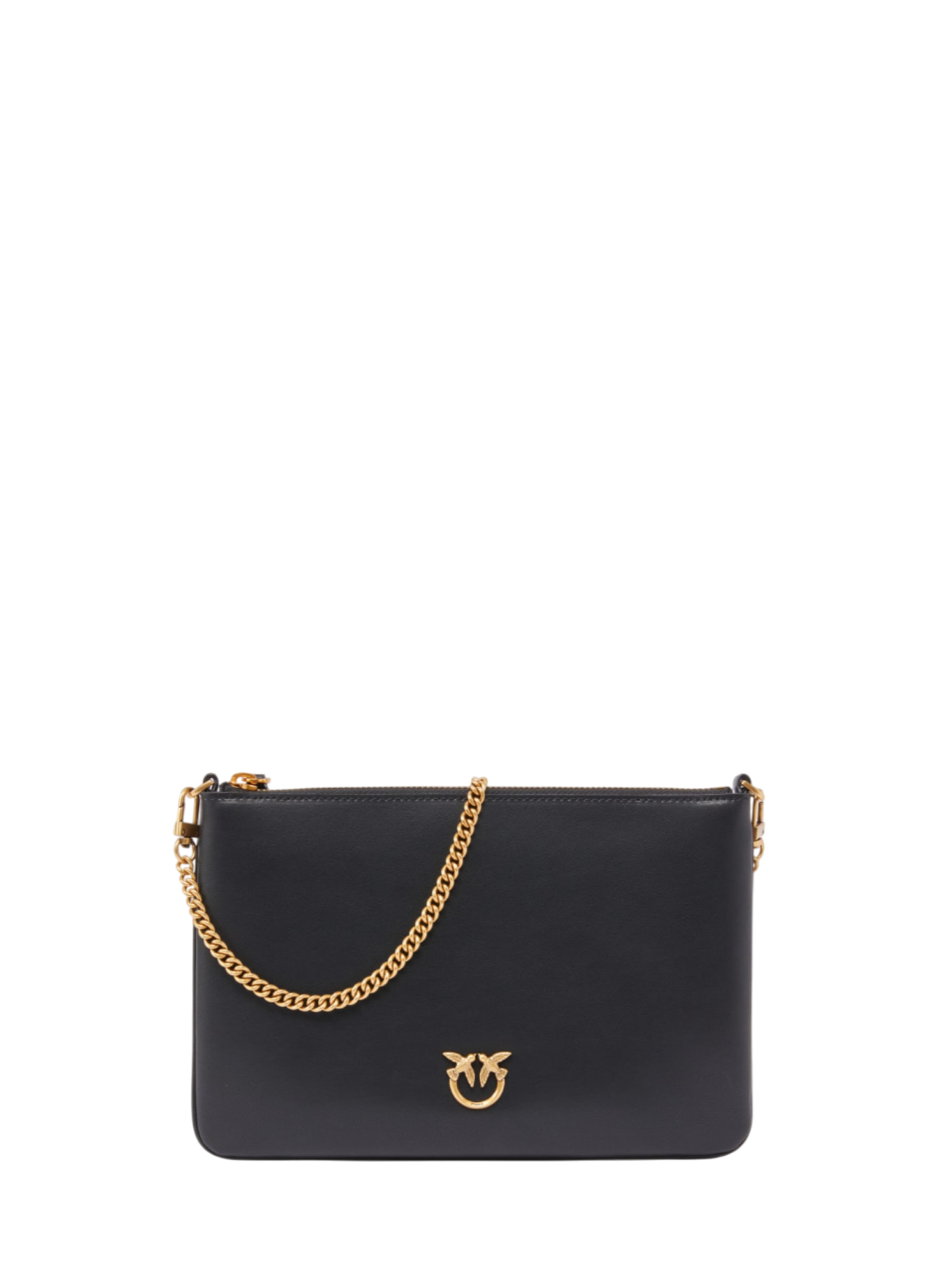 Pinko pochette Flat Classic in pelle con tracolla nero oro 100455-A0F1 Z99Q PINKO 