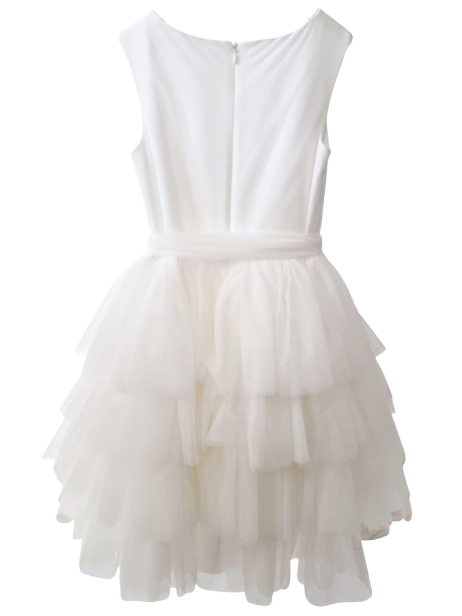 Mimilù abito da cerimonia in tulle con balze bianco 287 BLANCO MImilù 