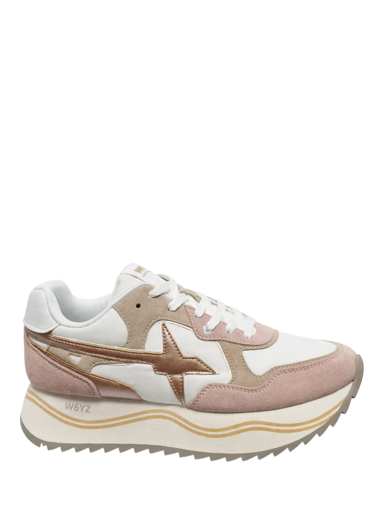 W6yz sneakers donna Deva platform in tessuto e suede bianco rosa 201740546 2M36 W6YZ 